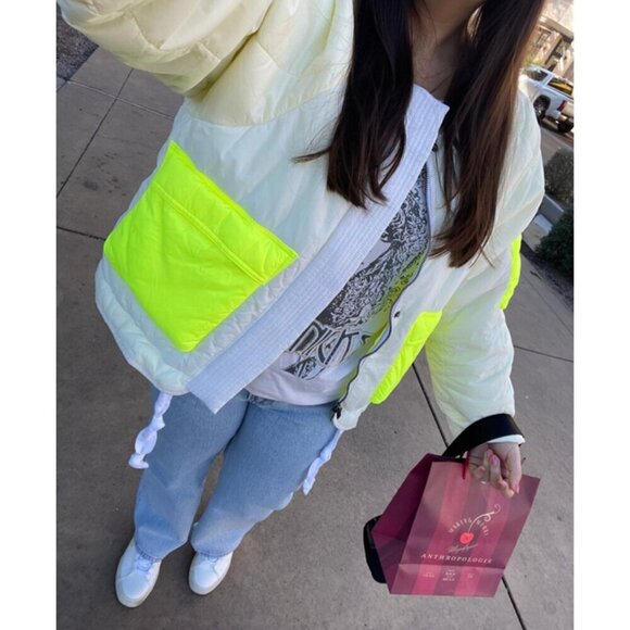 FREE PEOPLE Outta Left Field Jacket in Neon Green Size Small - Picture 1 of 15